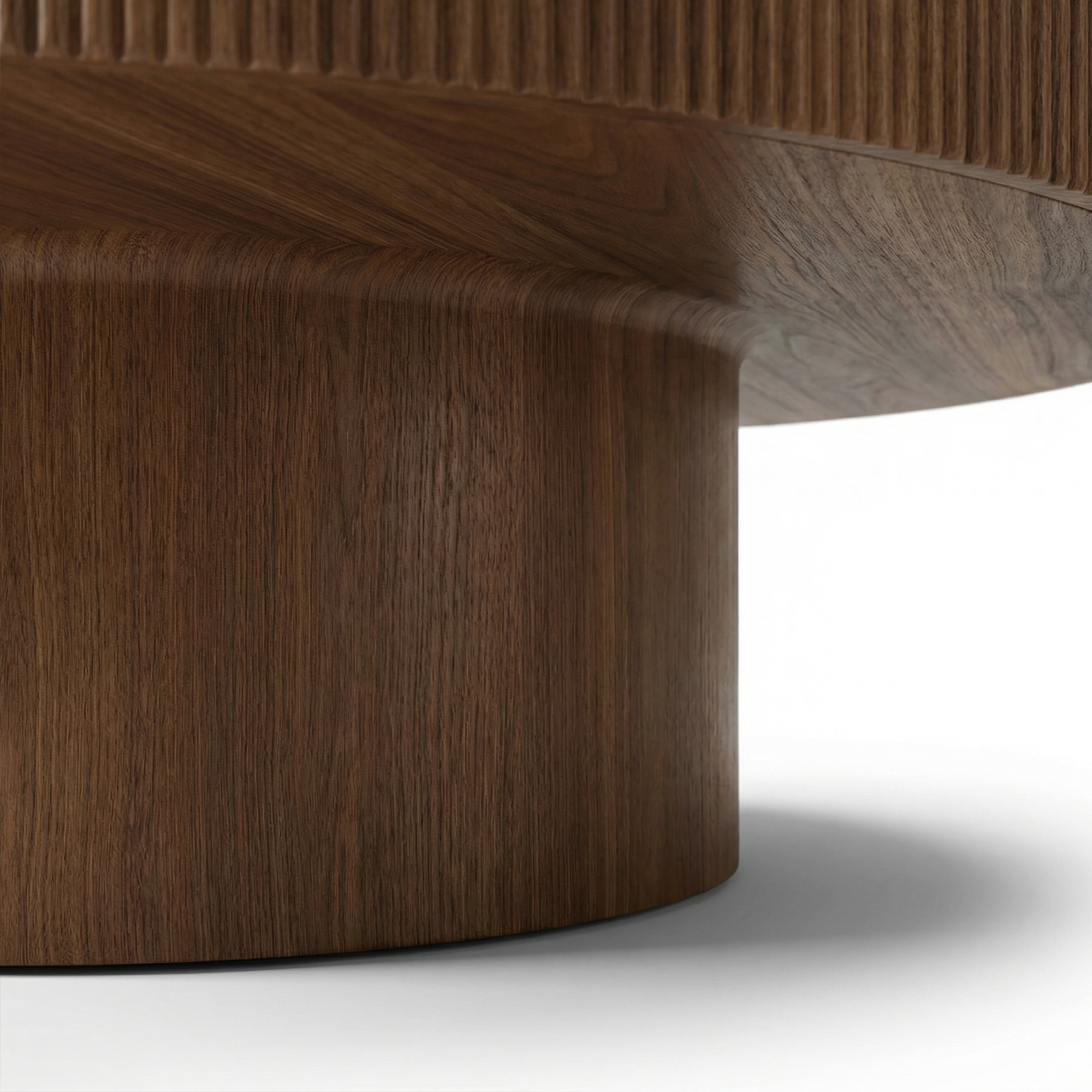 Modern Round Coffee Table with Sturdy Base, Wood Sofa Center Tables for Living Room-Walnut