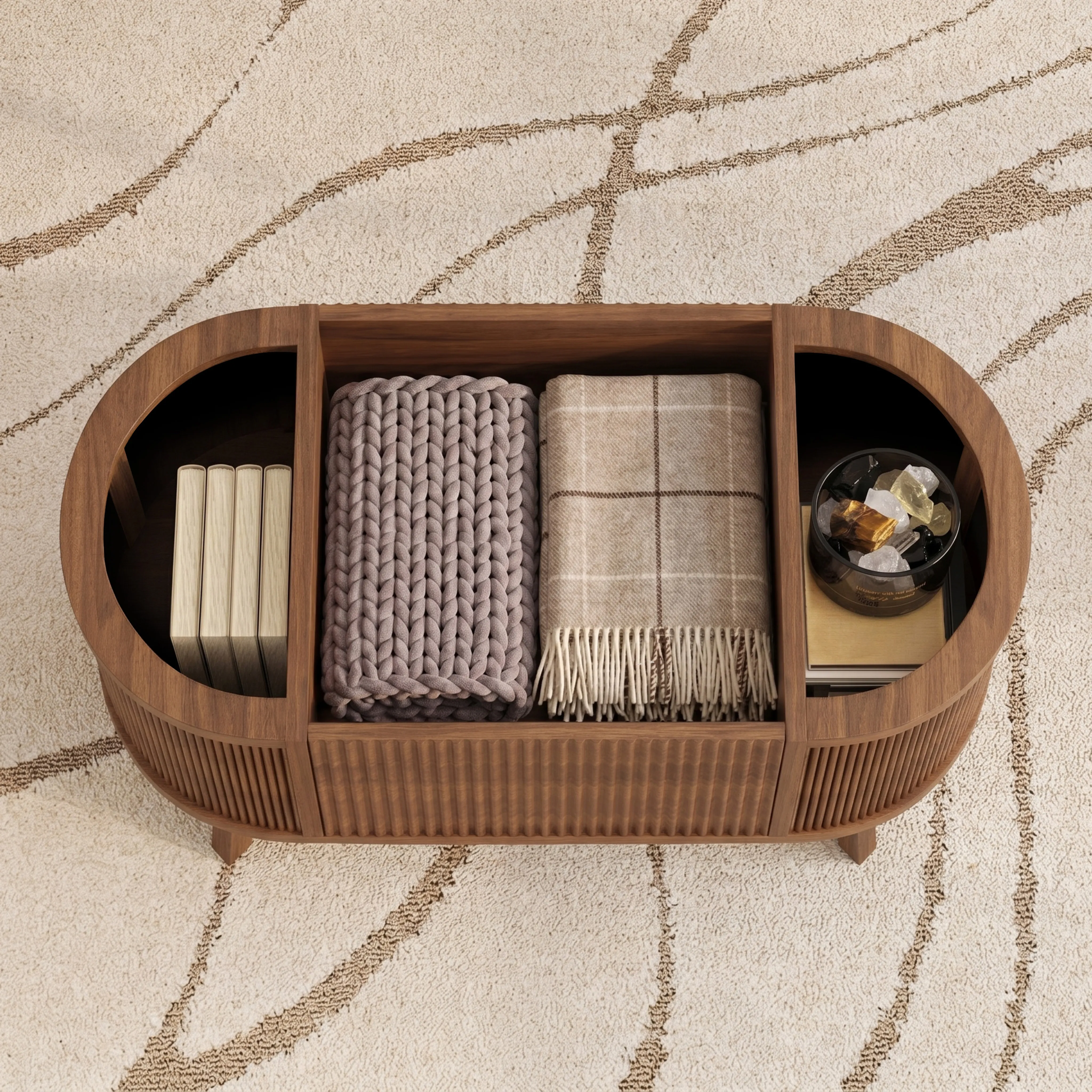 LUPUK Oval Lift Top Coffee Table, Storage Center Table with Walnut Finish