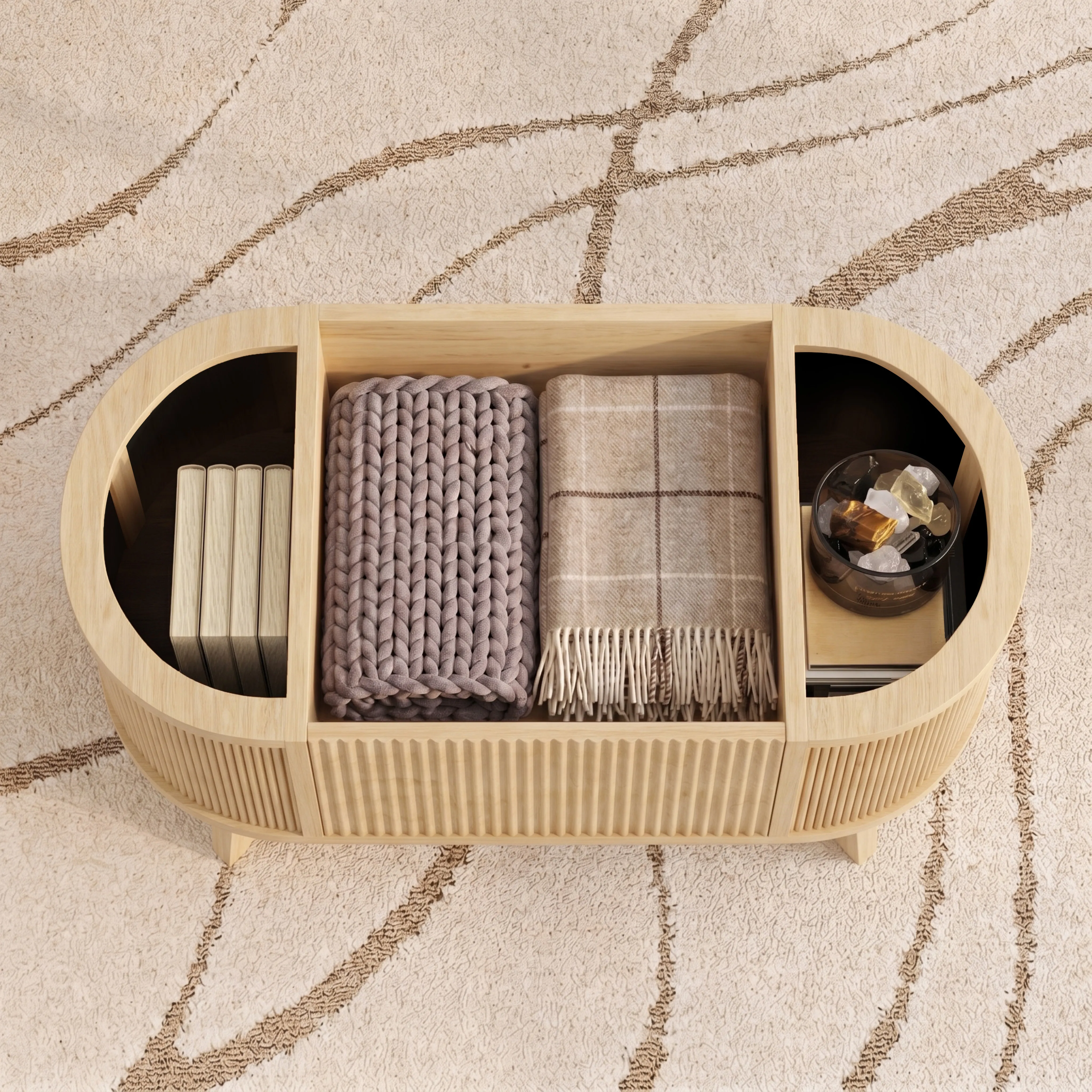 LUPUK Oval Lift Top Coffee Table, Storage Center Table with Walnut Finish