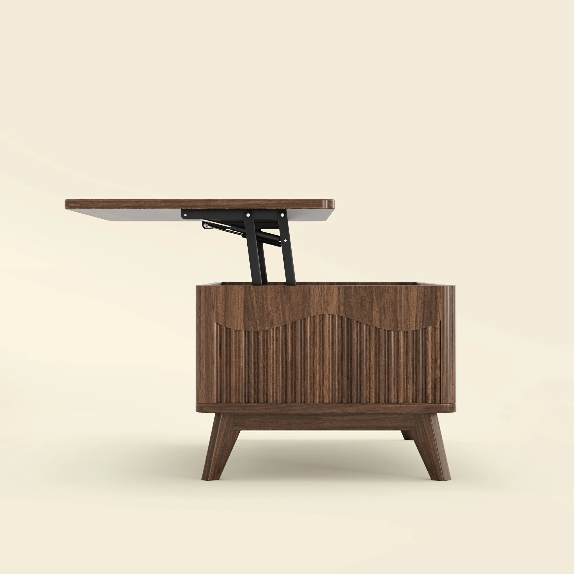 LUPUK Scalloped Lift Top Coffee Table with Hidden Storage