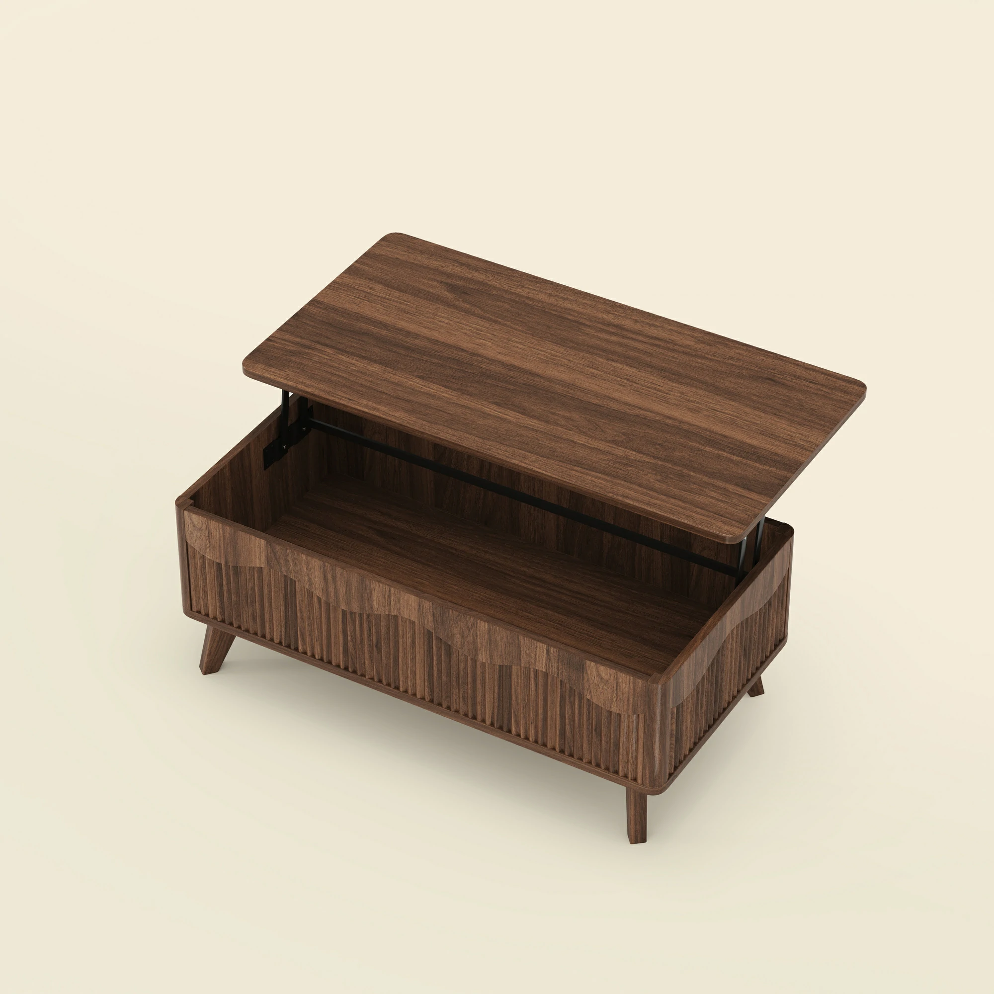 LUPUK Scalloped Lift Top Coffee Table with Hidden Storage