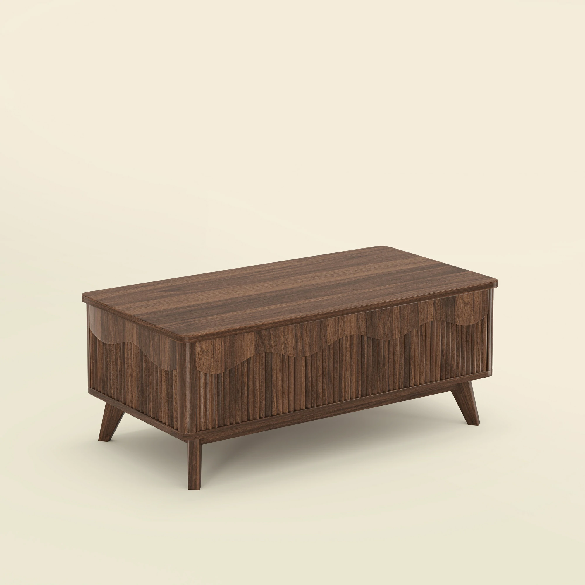 LUPUK Scalloped Lift Top Coffee Table with Hidden Storage