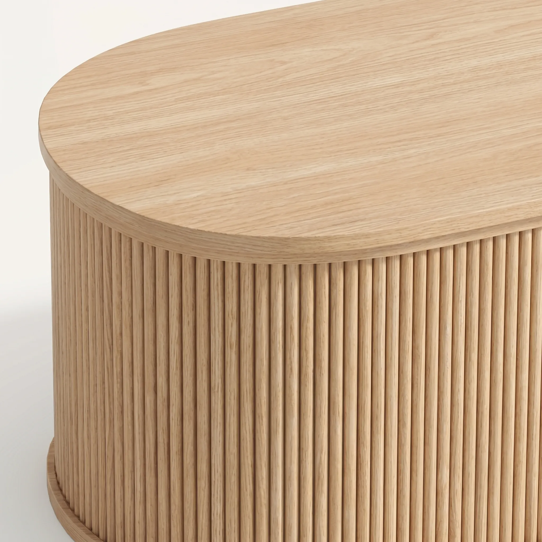 LUPUK Oval Lift Top Coffee Table, Mid-Century Storage Table with Tambour Doors
