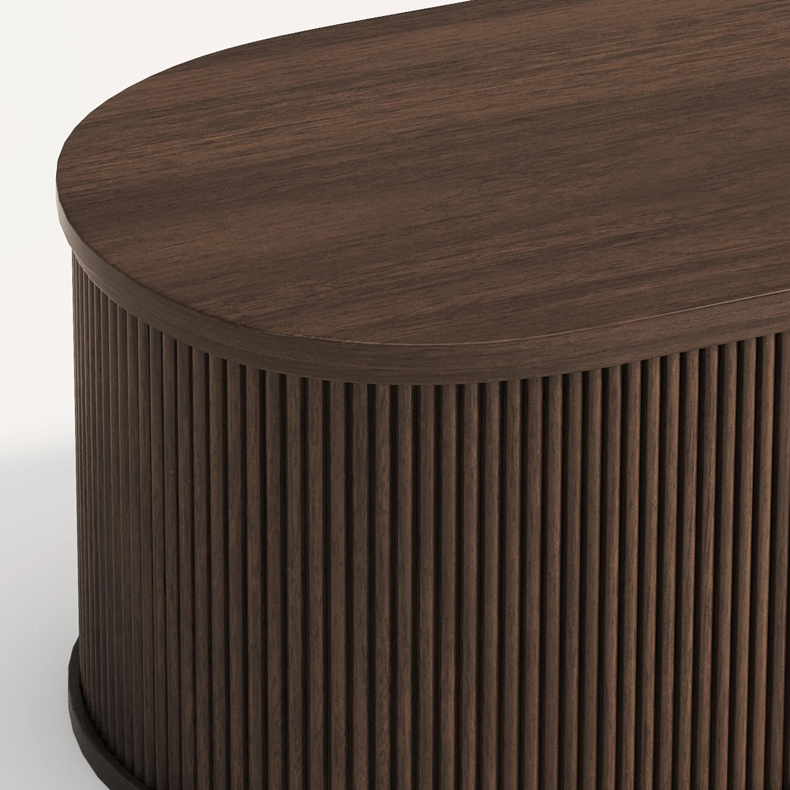 LUPUK Oval Lift Top Coffee Table, Mid-Century Storage Table with Tambour Doors