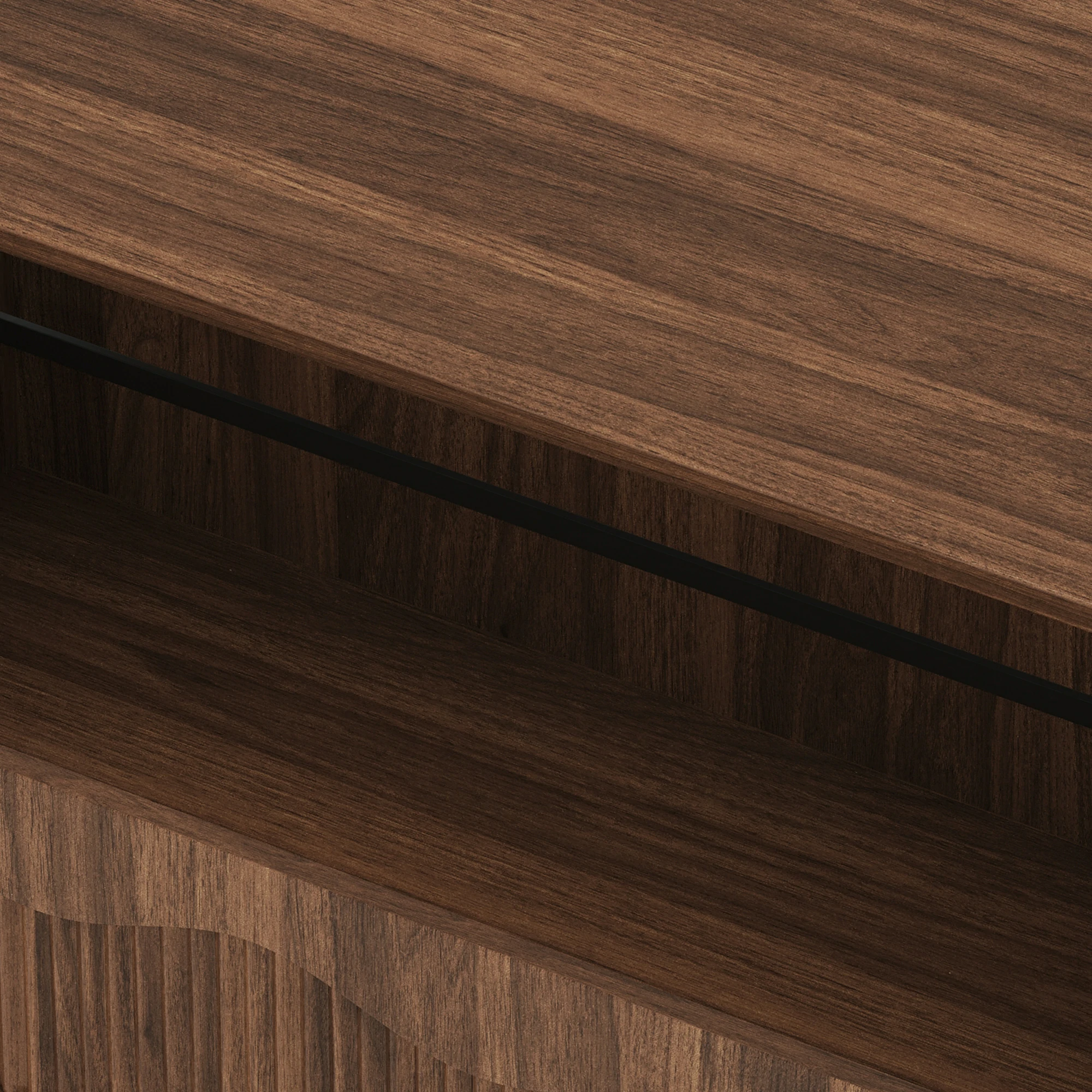 LUPUK Scalloped Lift Top Coffee Table with Hidden Storage