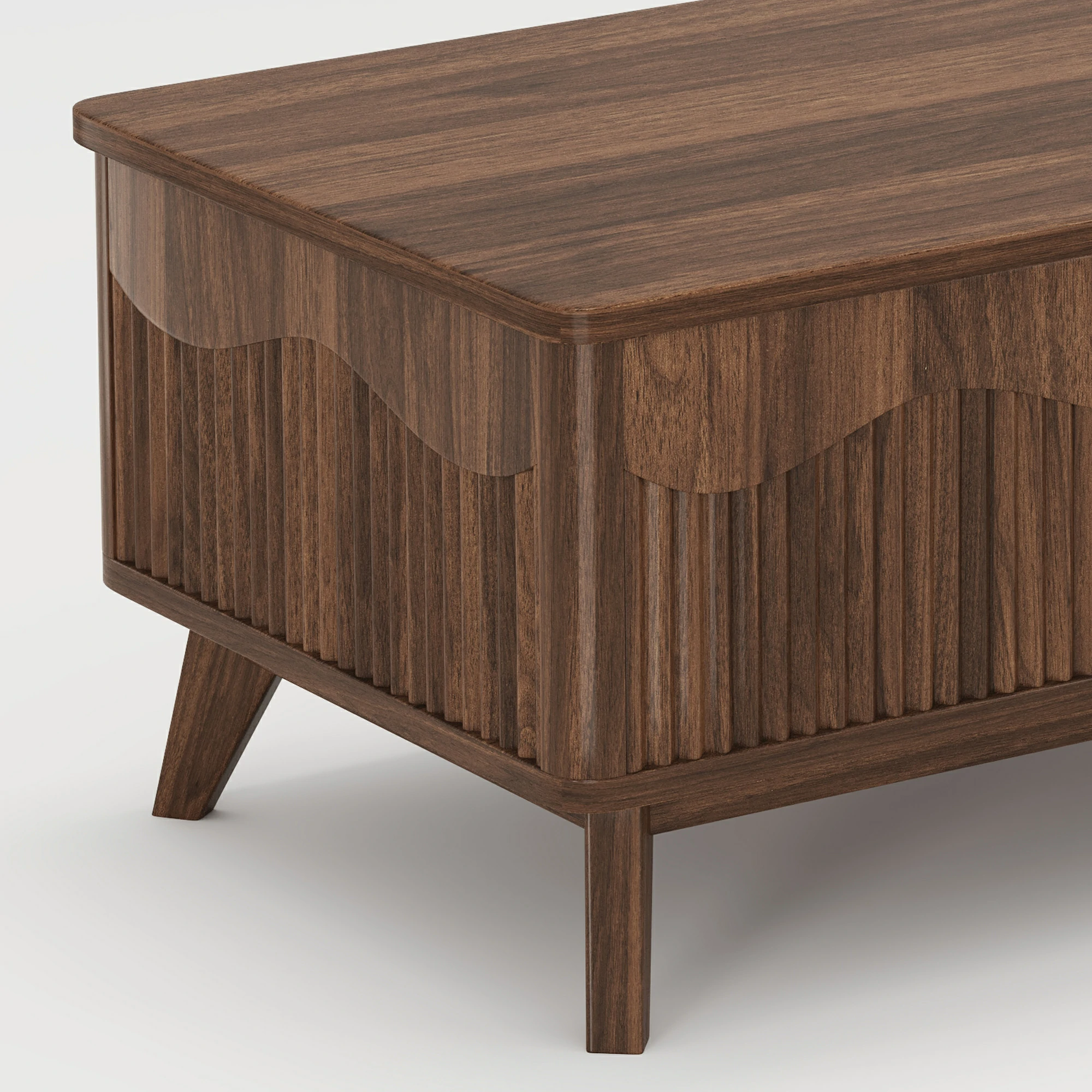 LUPUK Scalloped Lift Top Coffee Table with Hidden Storage
