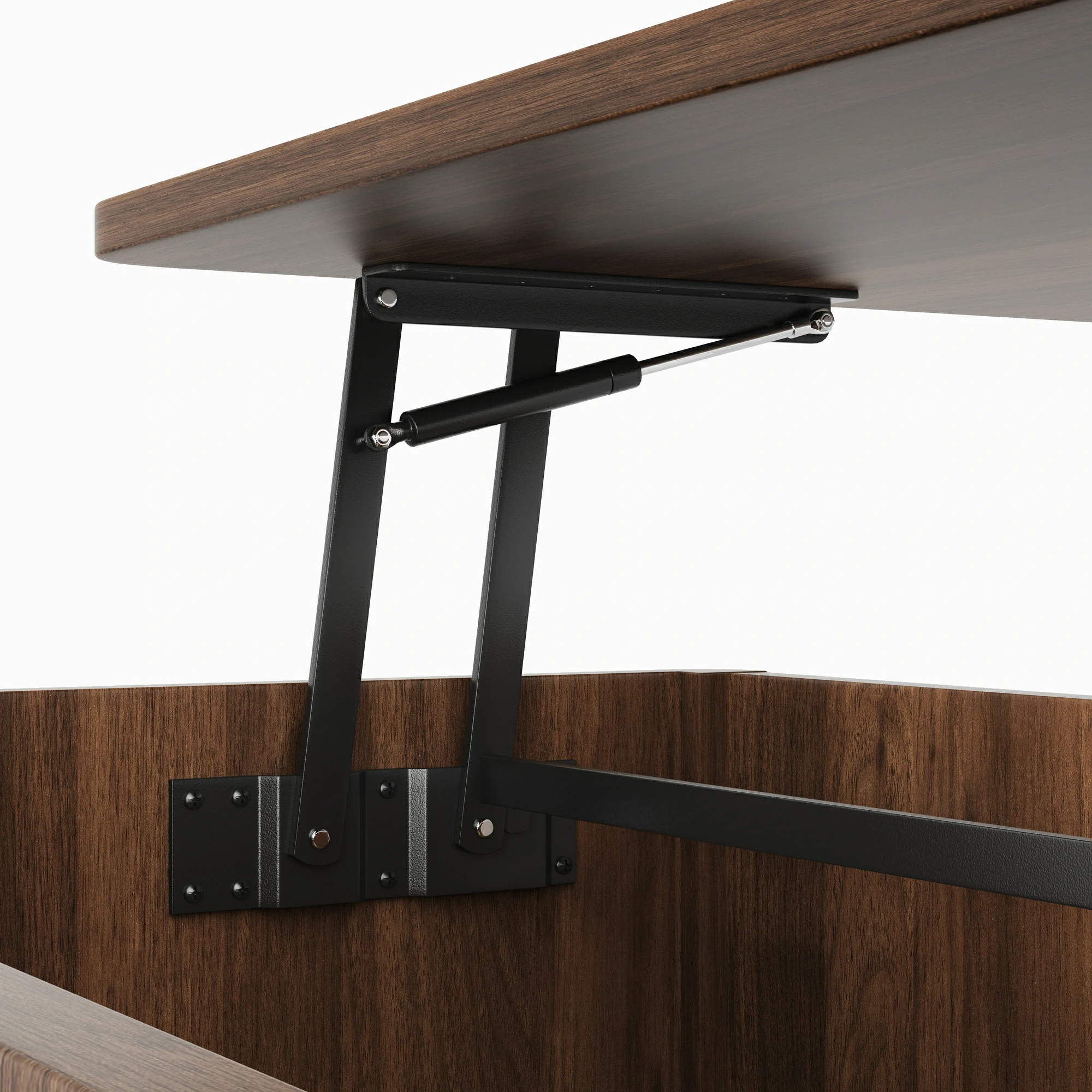LUPUK Scalloped Lift Top Coffee Table with Hidden Storage
