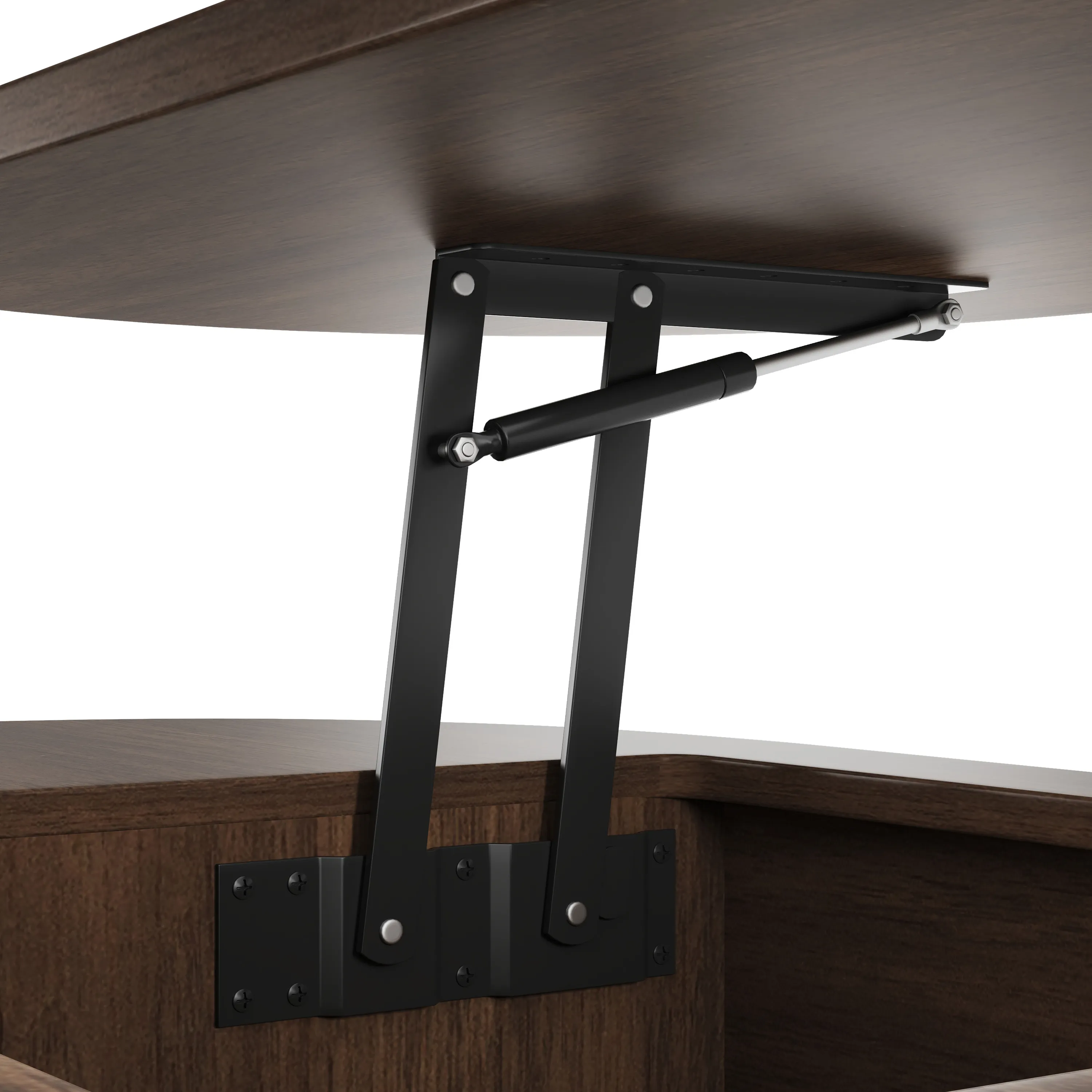 LUPUK Oval Lift Top Coffee Table, Mid-Century Storage Table with Tambour Doors