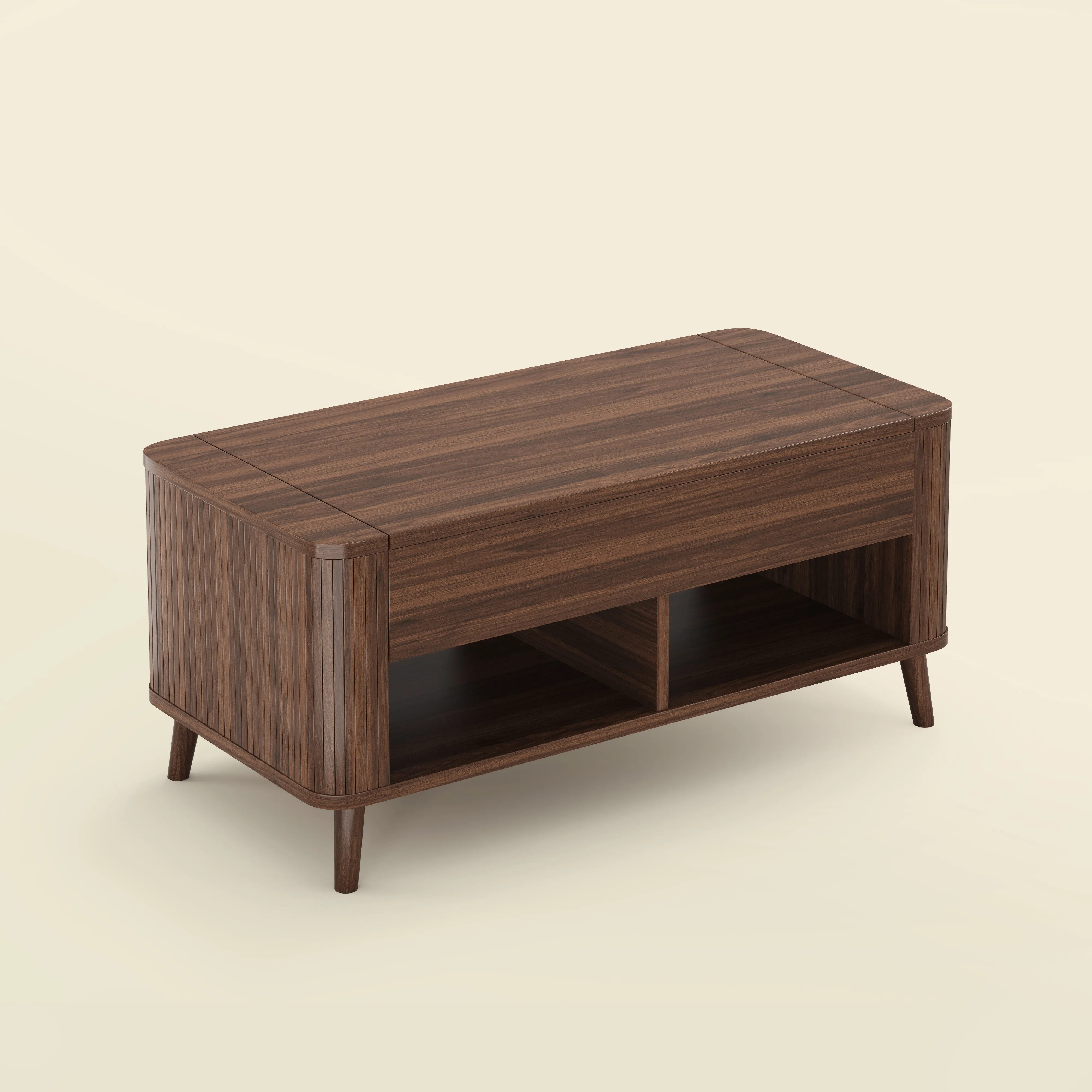 LUPUK Rectangular Lift Top Coffee Table with Hidden Storage and Open Shelves