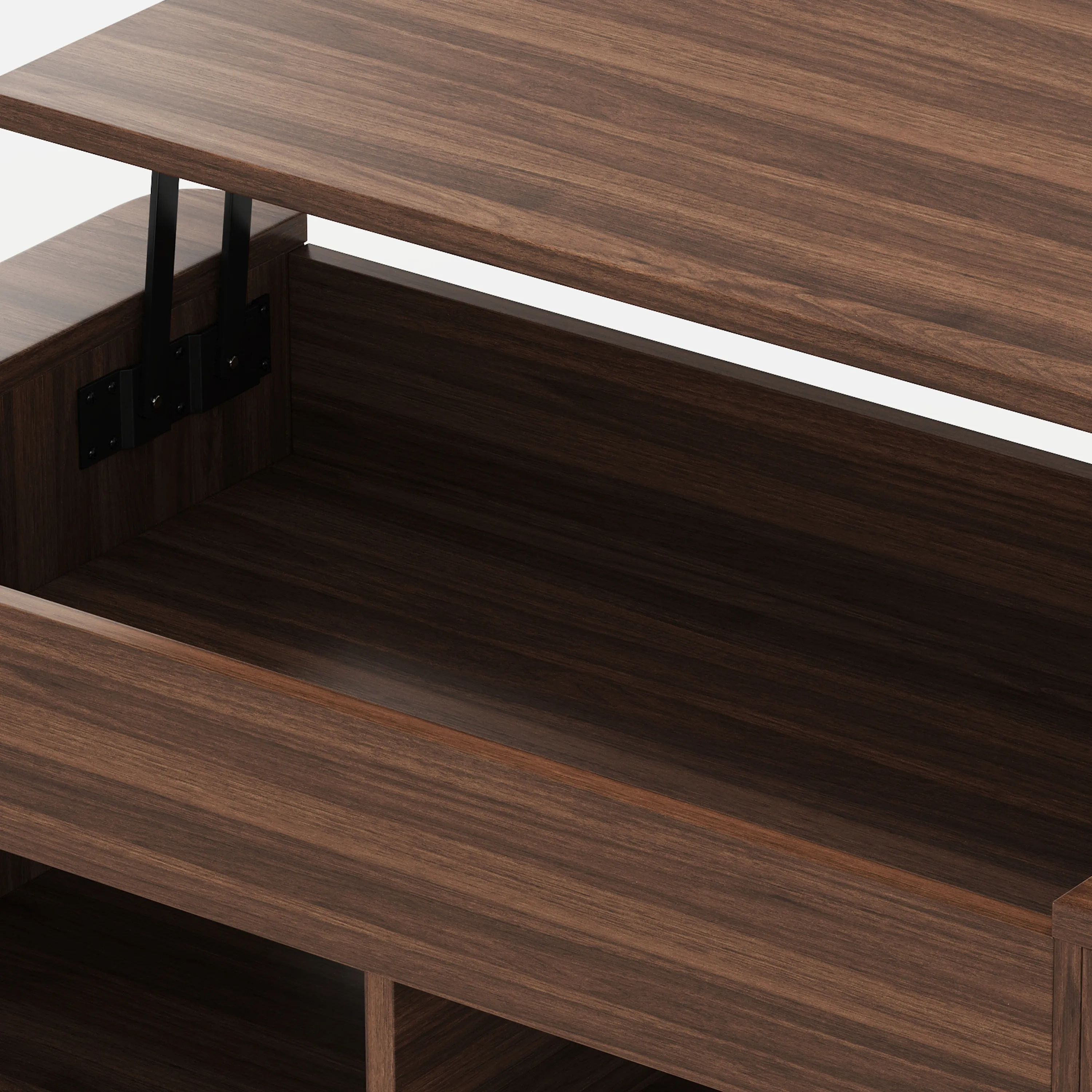 LUPUK Rectangular Lift Top Coffee Table with Hidden Storage and Open Shelves