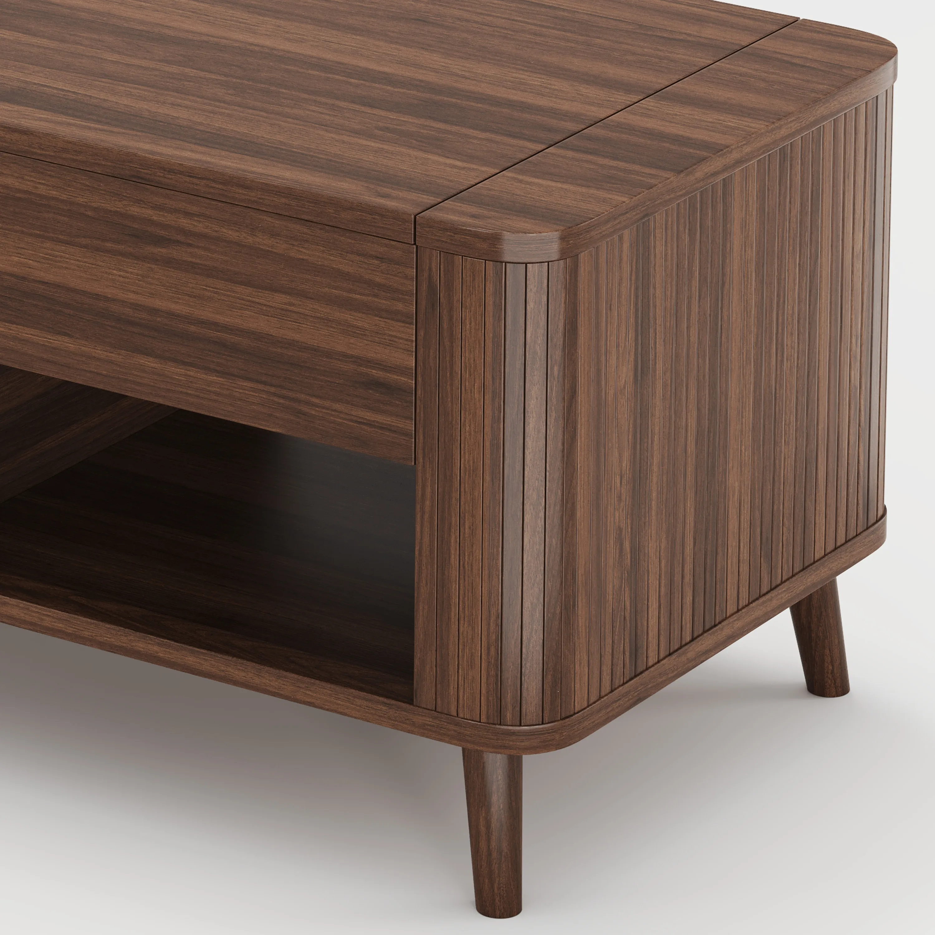 LUPUK Rectangular Lift Top Coffee Table with Hidden Storage and Open Shelves