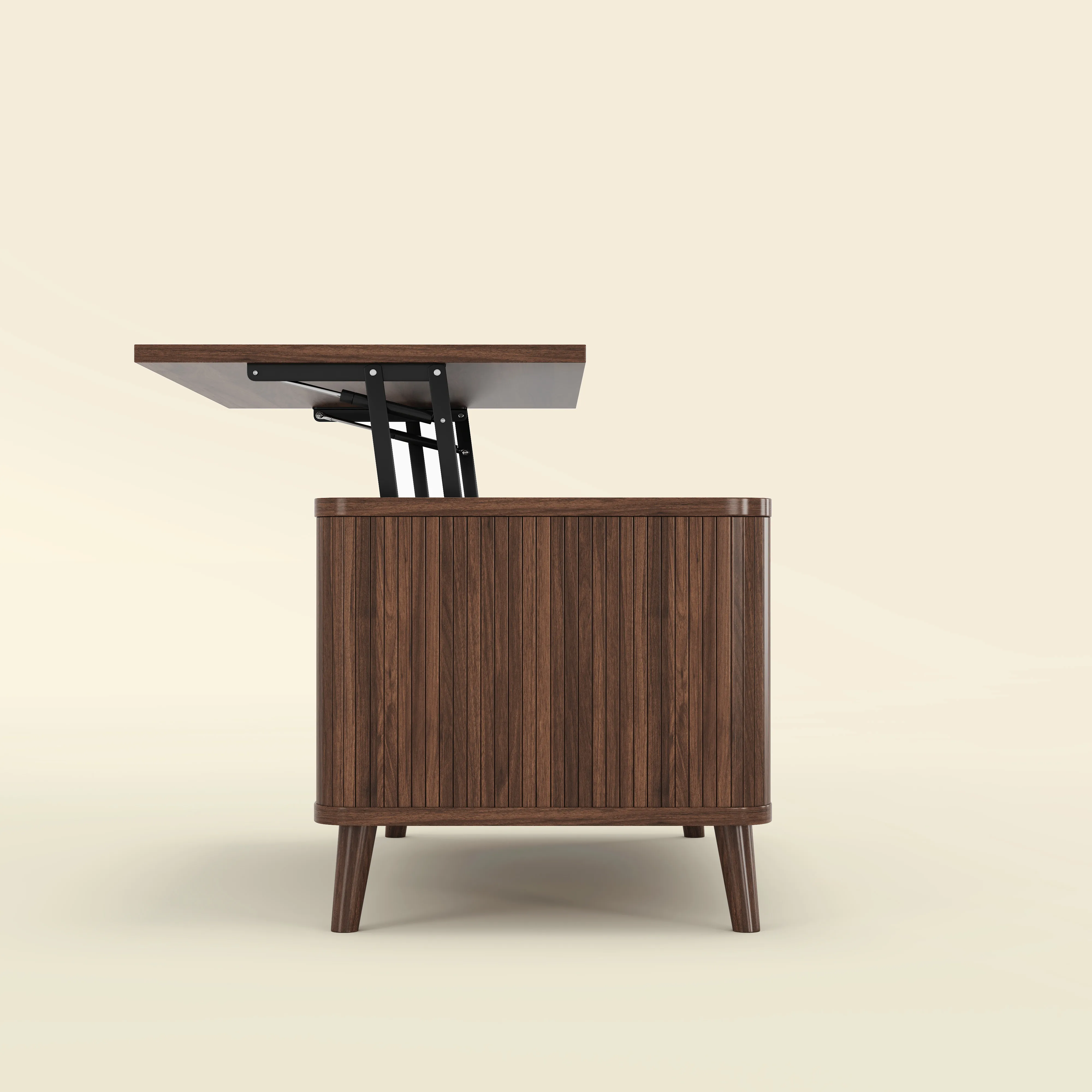 LUPUK Rectangular Lift Top Coffee Table with Hidden Storage and Open Shelves