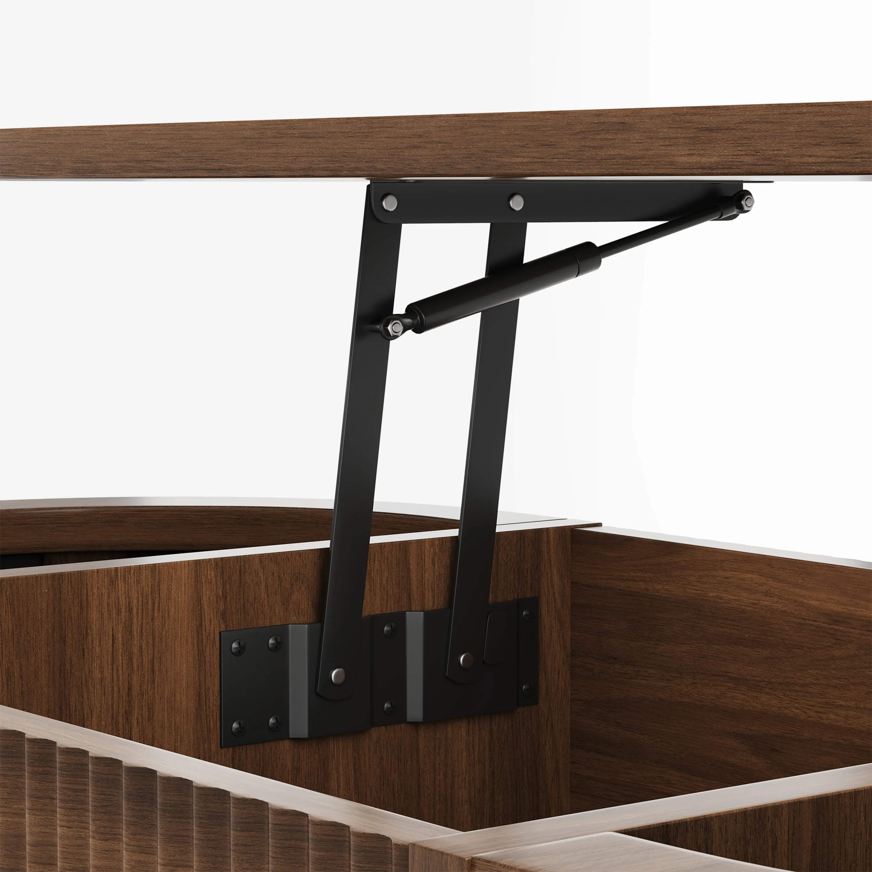 LUPUK Fluted Lift Top Coffee Table, Storage Center Table with Walnut Finish