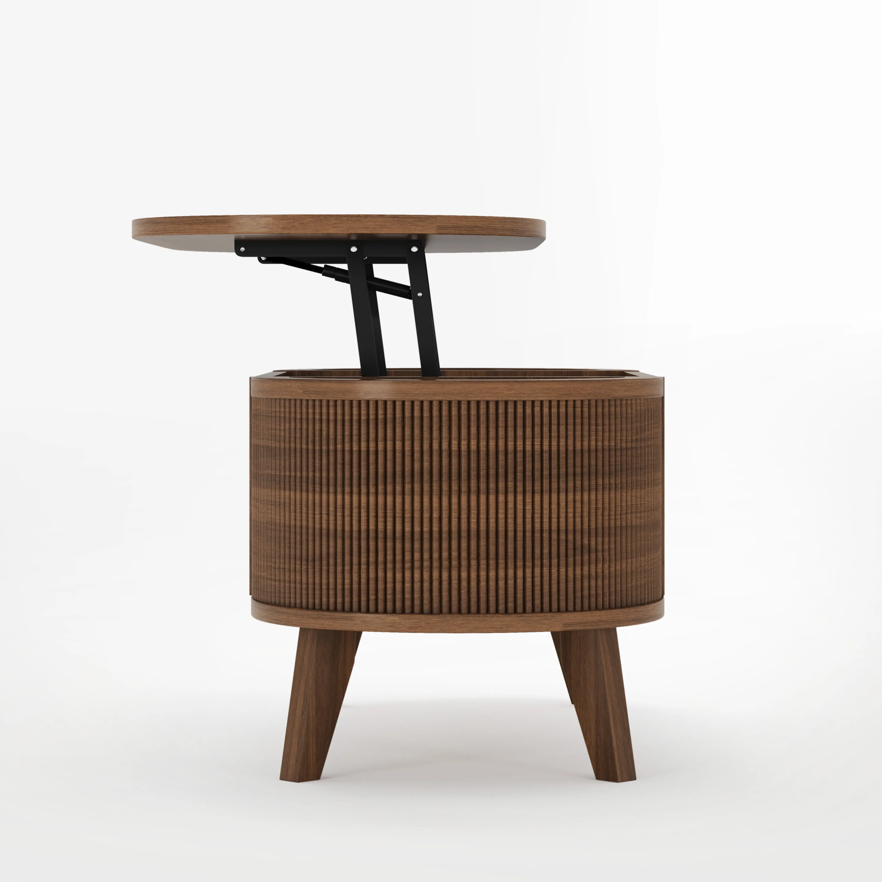 LUPUK Fluted Lift Top Coffee Table, Storage Center Table with Walnut Finish