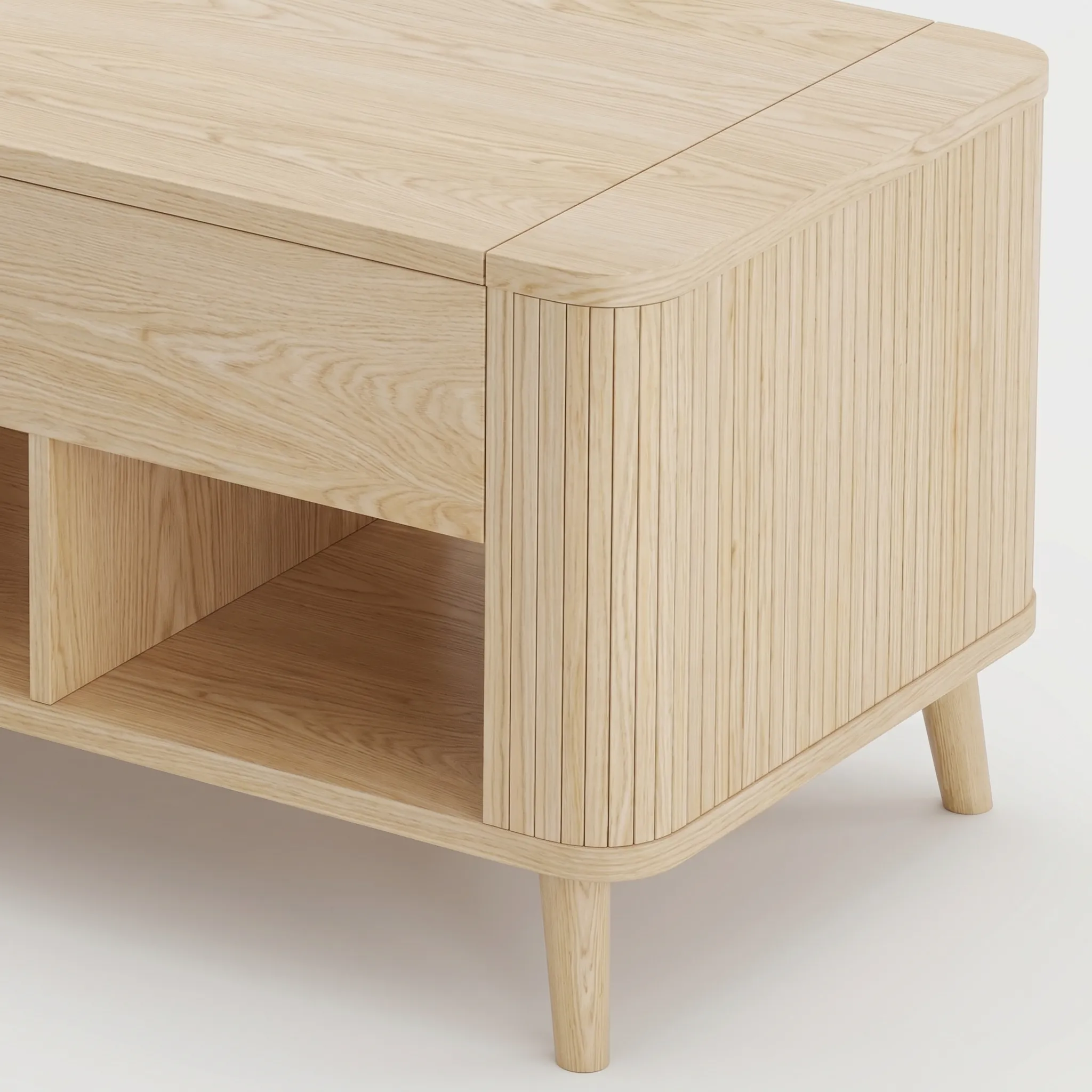 LUPUK Rectangular Lift Top Coffee Table with Hidden Storage and Open Shelves