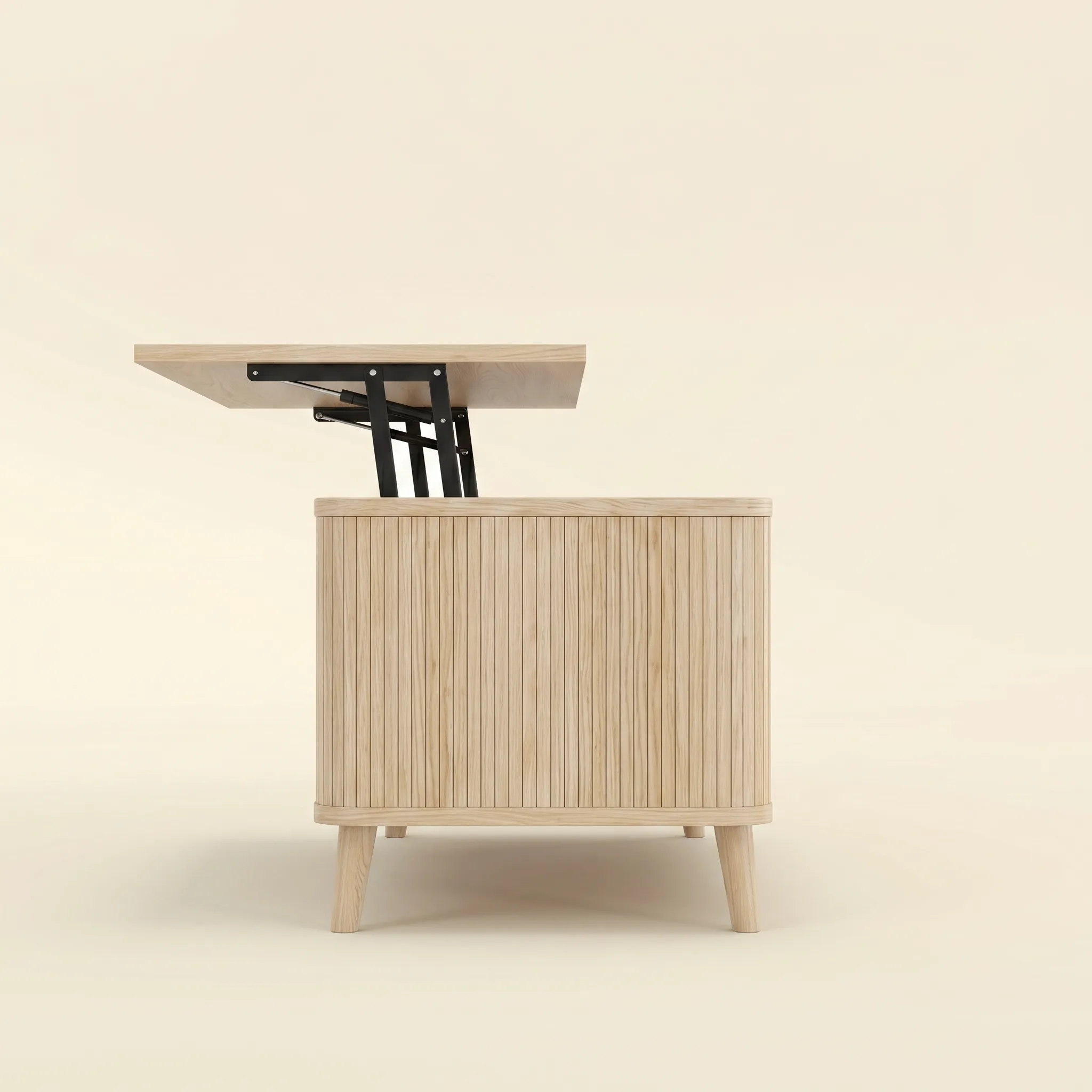 LUPUK Rectangular Lift Top Coffee Table with Hidden Storage and Open Shelves