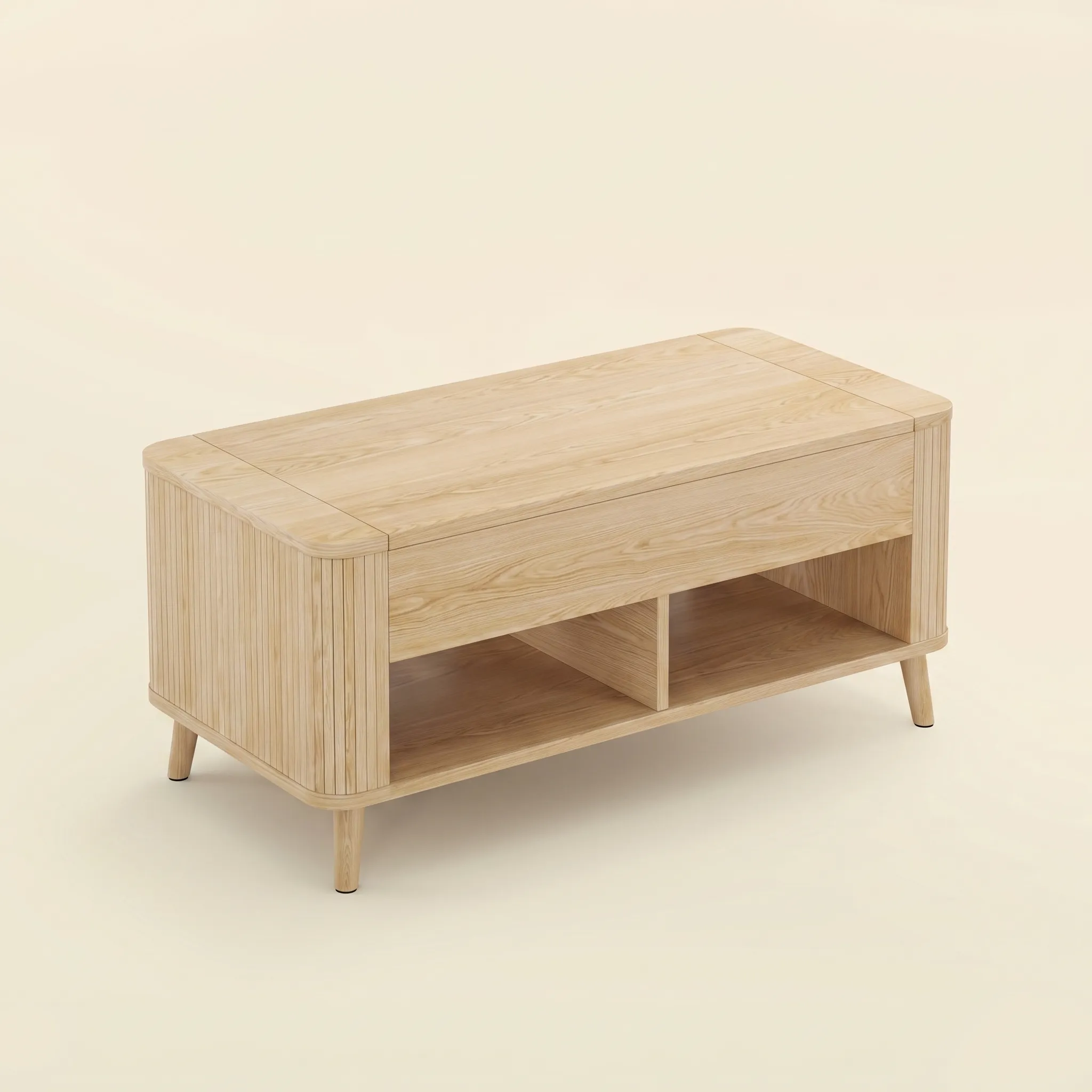 LUPUK Rectangular Lift Top Coffee Table with Hidden Storage and Open Shelves