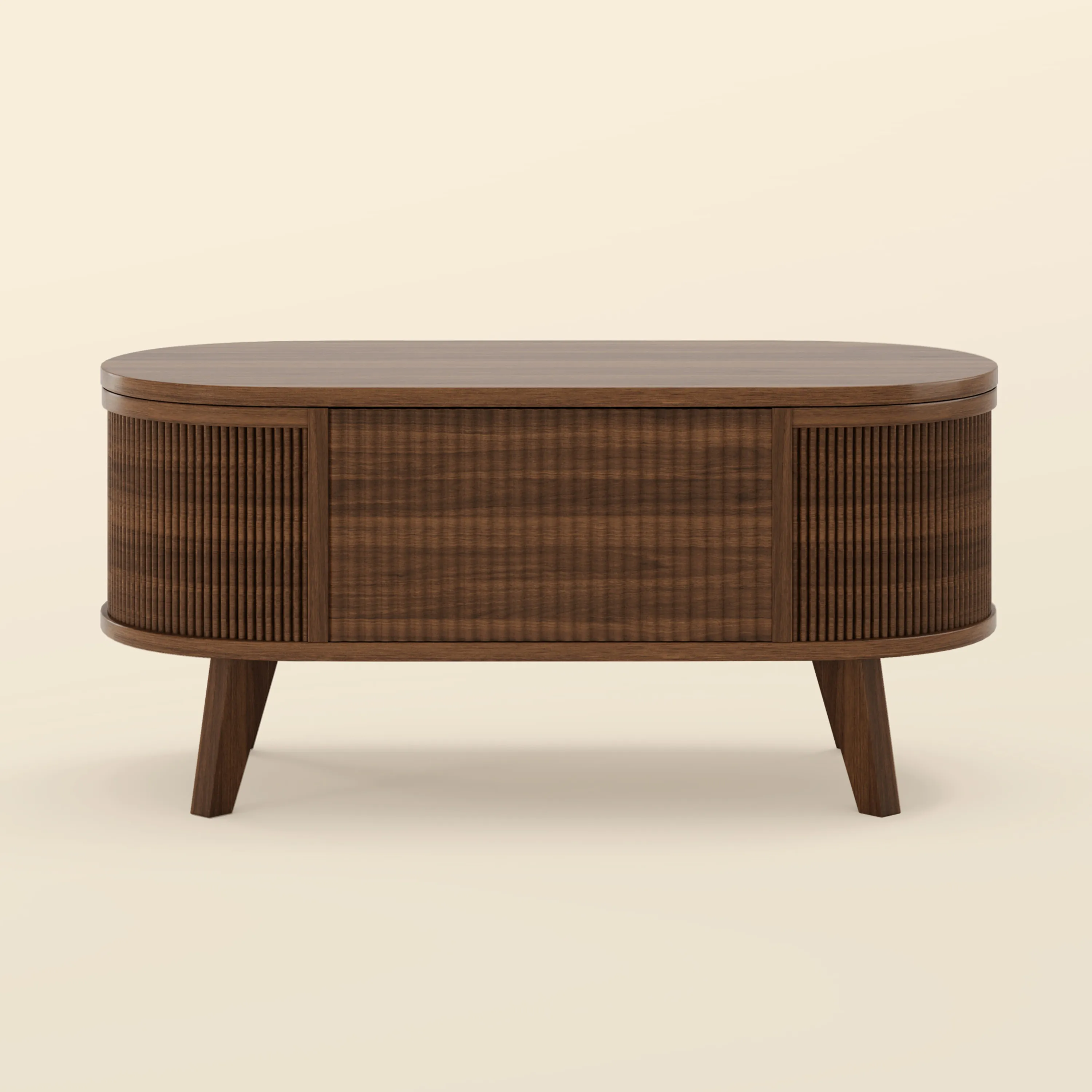LUPUK Fluted Lift Top Coffee Table, Storage Center Table with Walnut Finish