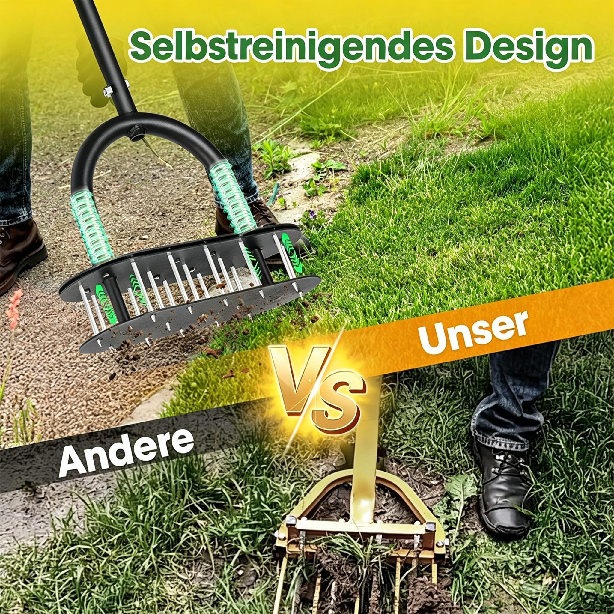 🌱 LIMITED-TIME 50% RABATT! ✨ Manueller Rasenbelüfter – Karbonstahl, Fußteller, Höhenverstellbar ✨