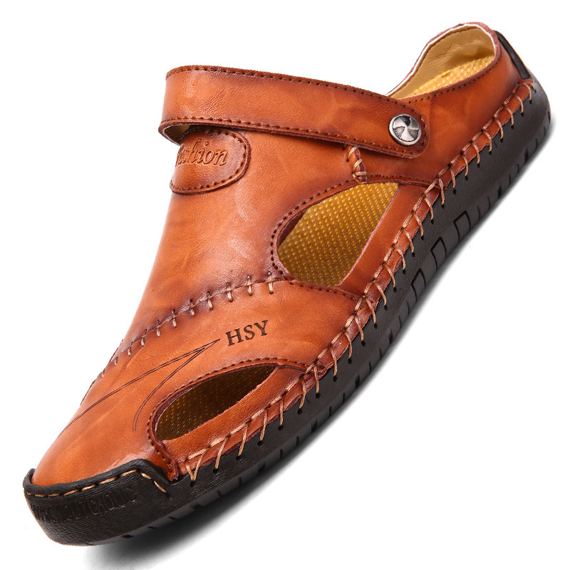 Herren-Strandsandalen aus echtem Leder für den Sommer