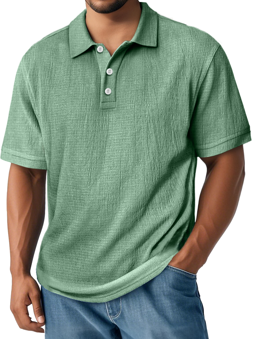 Men's Linen Shirt Polo Shirts Vacation Casual Classic Short - Men Over 30 Are Calling This the Most Comfortable Shirt for Hot Days