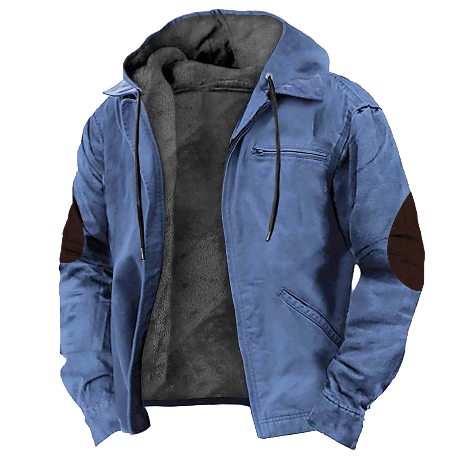 Men’s Warm Cargo Winter Jacket – Zip-Up Fleece Sherpa Lined Coat with Pockets