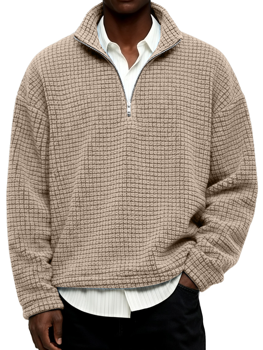 NEU🔥 Herren Daily Textured Stehkragen Reißverschluss Freizeit Sweatshirt
