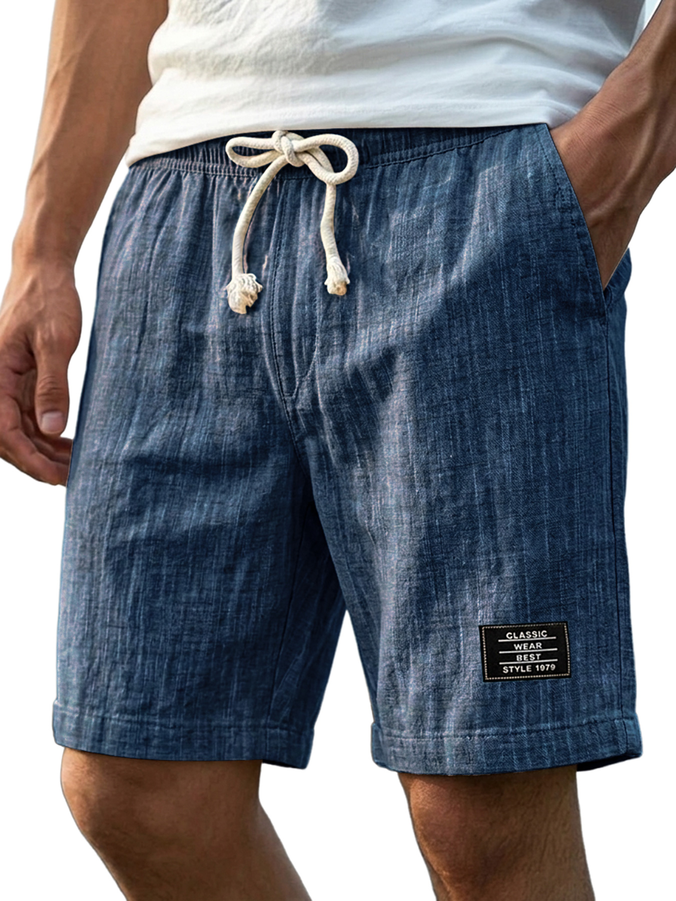 Herren Bequeme Baumwoll-Leinen Freizeitweite Shorts