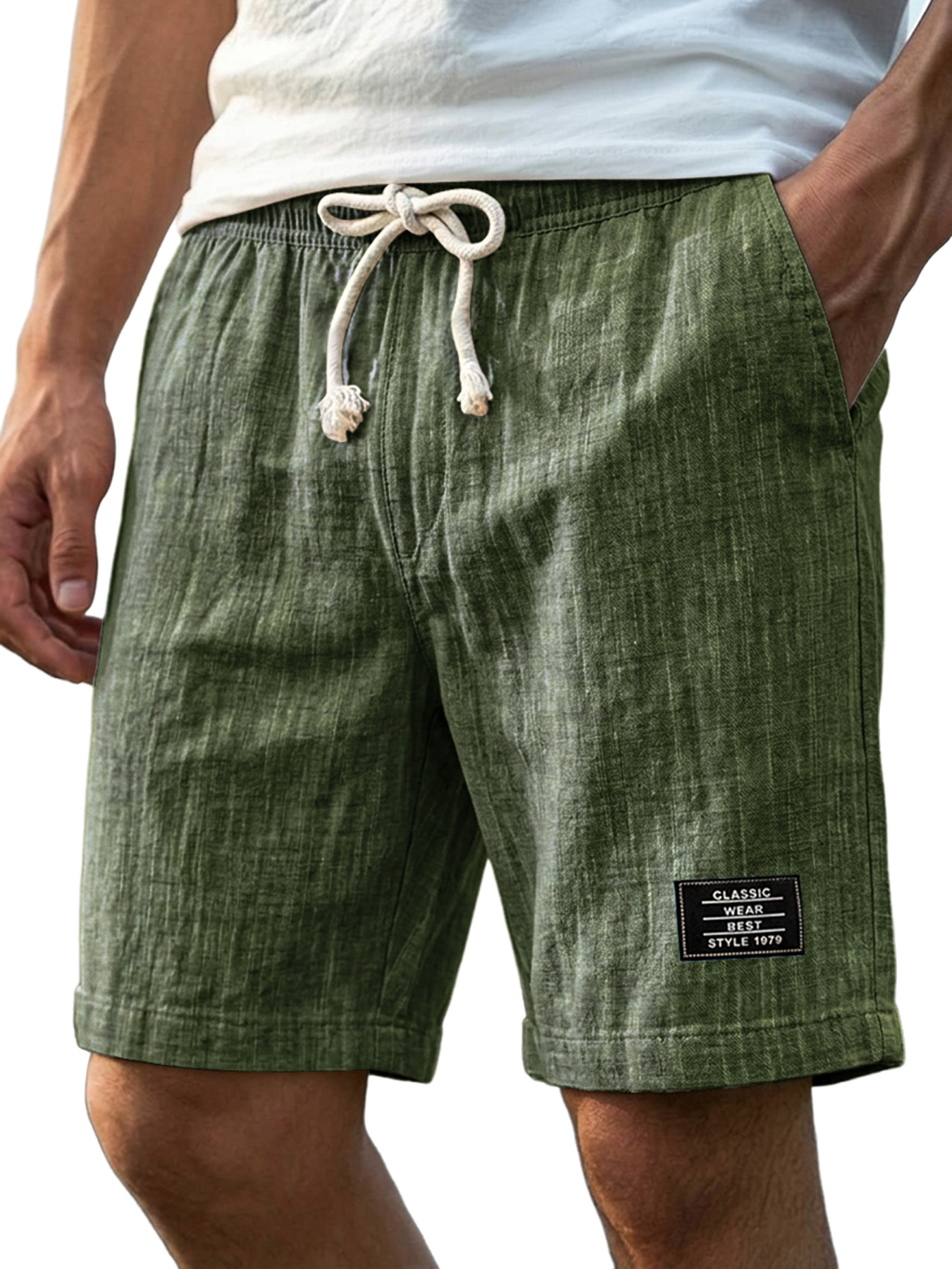 Herren Bequeme Baumwoll-Leinen Freizeitlockere Shorts