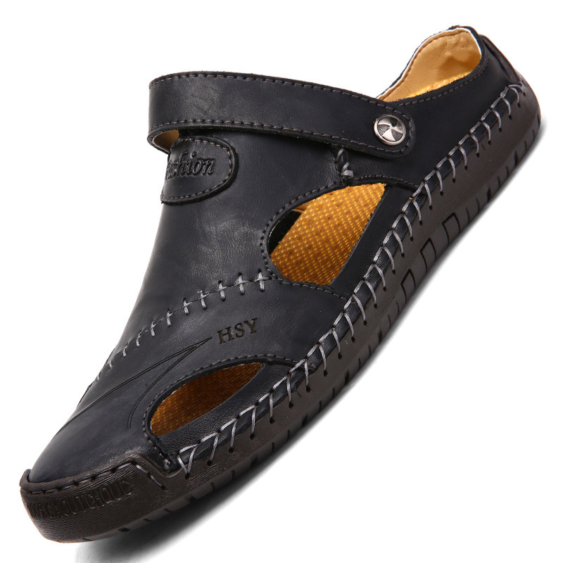 Herren-Strandsandalen aus echtem Leder für den Sommer