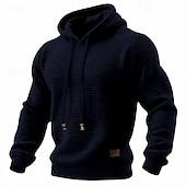 Men's Hoodie Waffle Hoodies Pullover Hoodie Hooded Plain Textured Sports