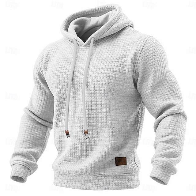 Men's Hoodie Waffle Hoodies Pullover Hoodie Hooded Plain Textured Sports