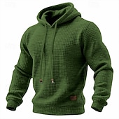 Men's Hoodie Waffle Hoodies Pullover Hoodie Hooded Plain Textured Sports