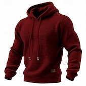 Men's Hoodie Waffle Hoodies Pullover Hoodie Hooded Plain Textured Sports