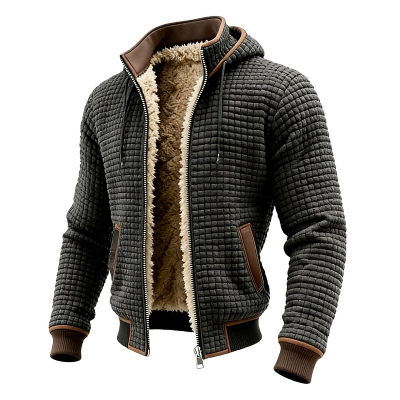 Ultra-Warm Sherpa Lined Grid Jacket – Modern Style, Premium Comfort, Built for Winter！
