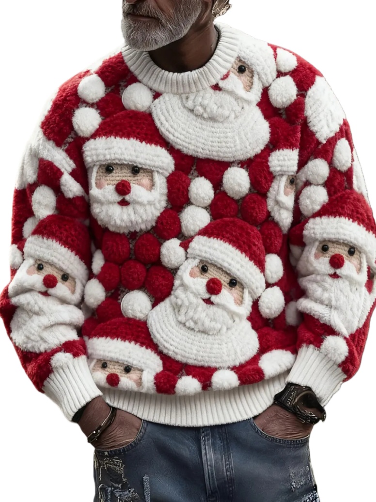 🎄Merry Christmas Men's Cute Santa Claus Art Cozy Knit Sweater