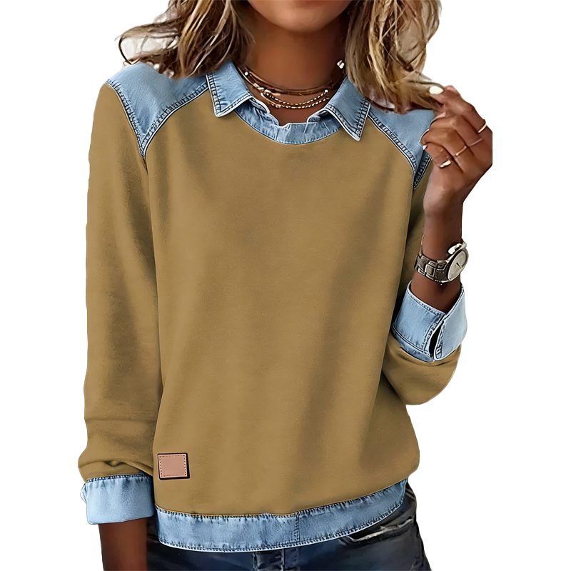 ⏰Promotion 50% OFF -New Women’s Denim Patchwork Sweatshirt