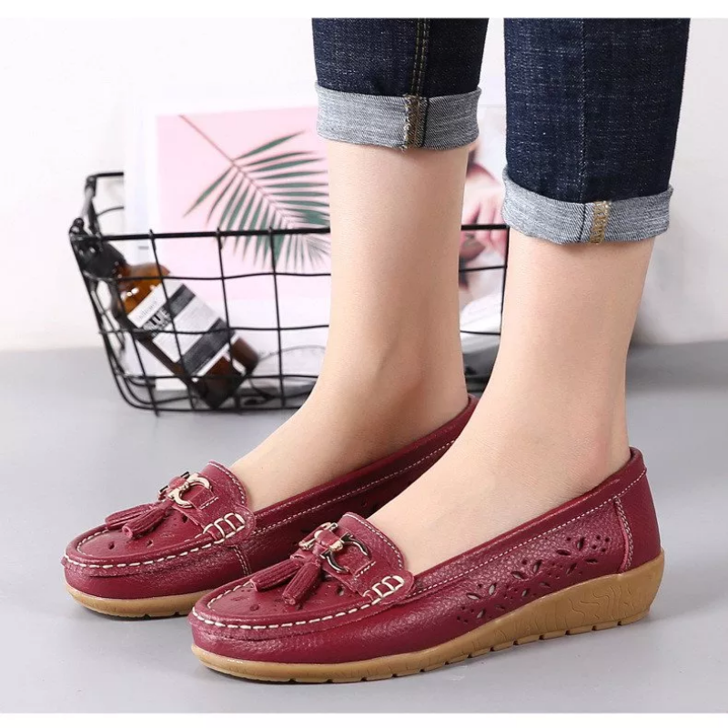 Women's Hollow Soft Leather Breathable Moccasins Sandals