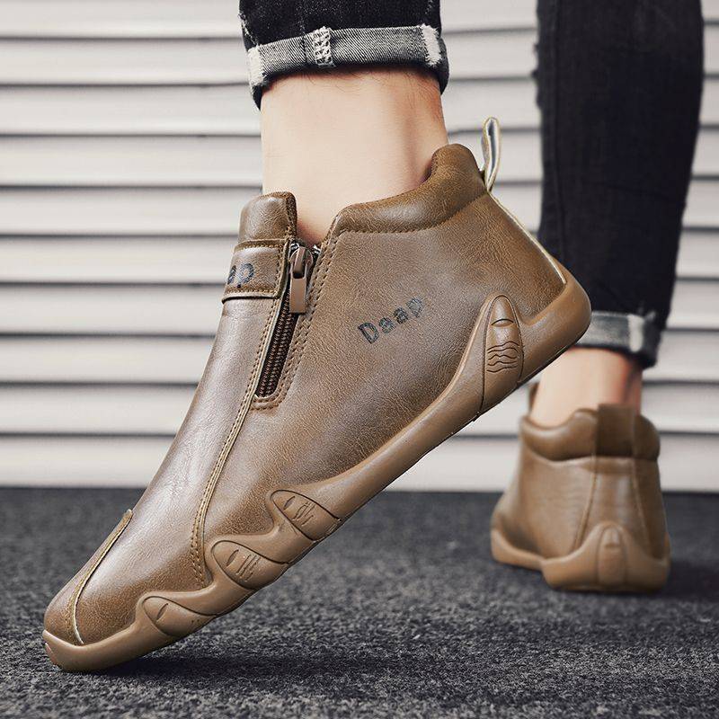 (⏰Limited Time Sale 70% OFF) Men's Handmade Orthopedic Wide Toe Arch Support Slip-On Hiking Shoes Lightweight Waterproof Non-Slip Slip-On Genuine Leather Shoes