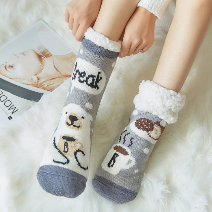 Cute Animal Ultra-thick Cashmere Slipper Home Socks