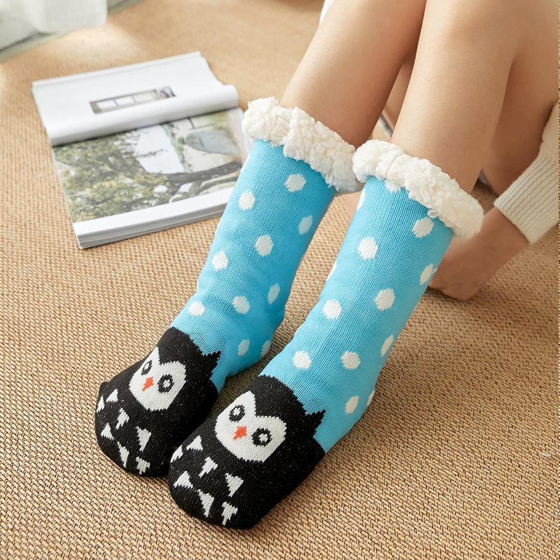 Cute Animal Ultra-thick Cashmere Slipper Home Socks