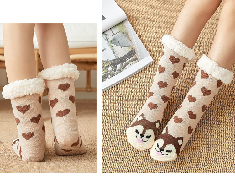 Cute Animal Ultra-thick Cashmere Slipper Home Socks