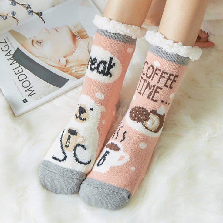 Cute Animal Ultra-thick Cashmere Slipper Home Socks