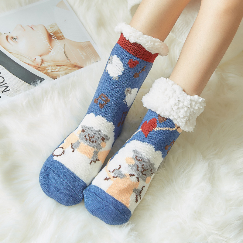 Cute Animal Ultra-thick Cashmere Slipper Home Socks