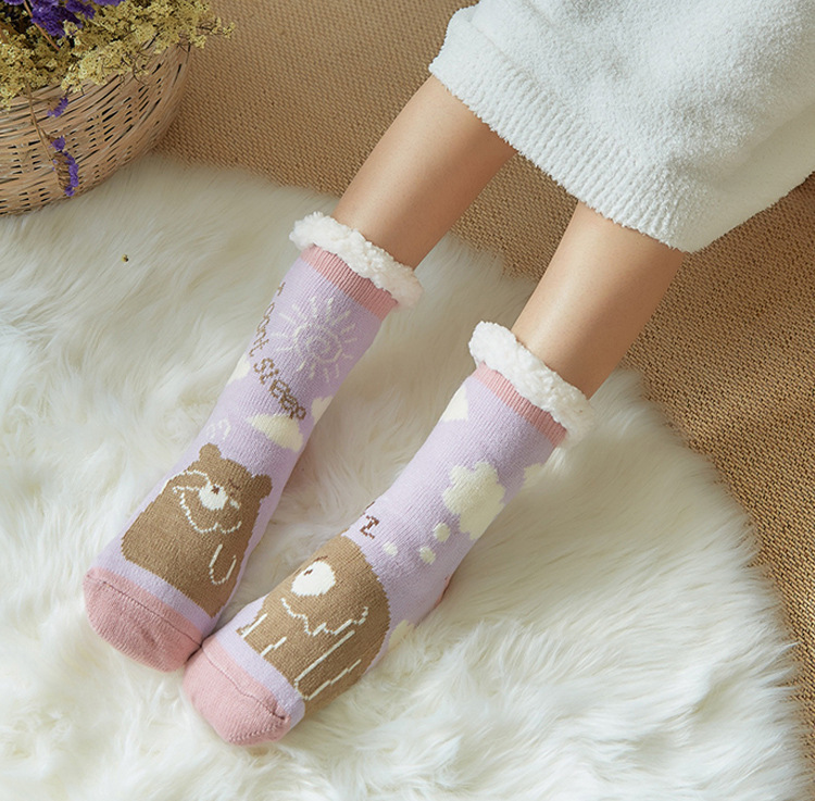 Cute Animal Ultra-thick Cashmere Slipper Home Socks