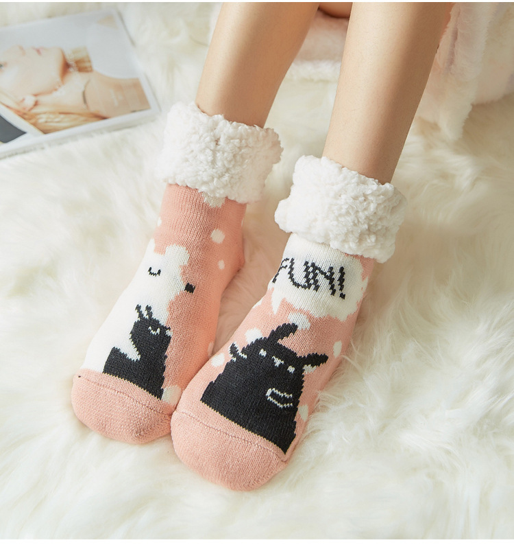 Cute Animal Ultra-thick Cashmere Slipper Home Socks