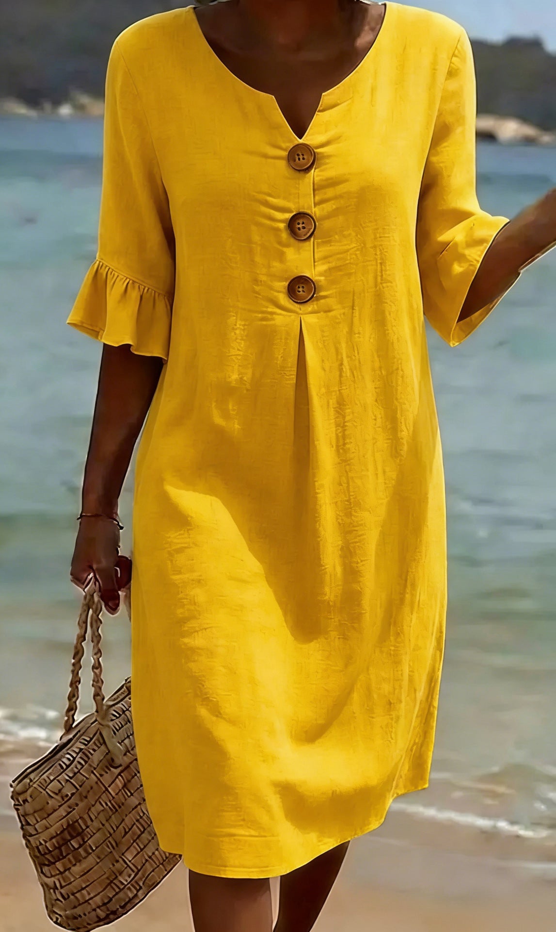 🎁New Arrival: Women's Cotton-Linen Summer Dress — Loose-Fit Button-Down Style