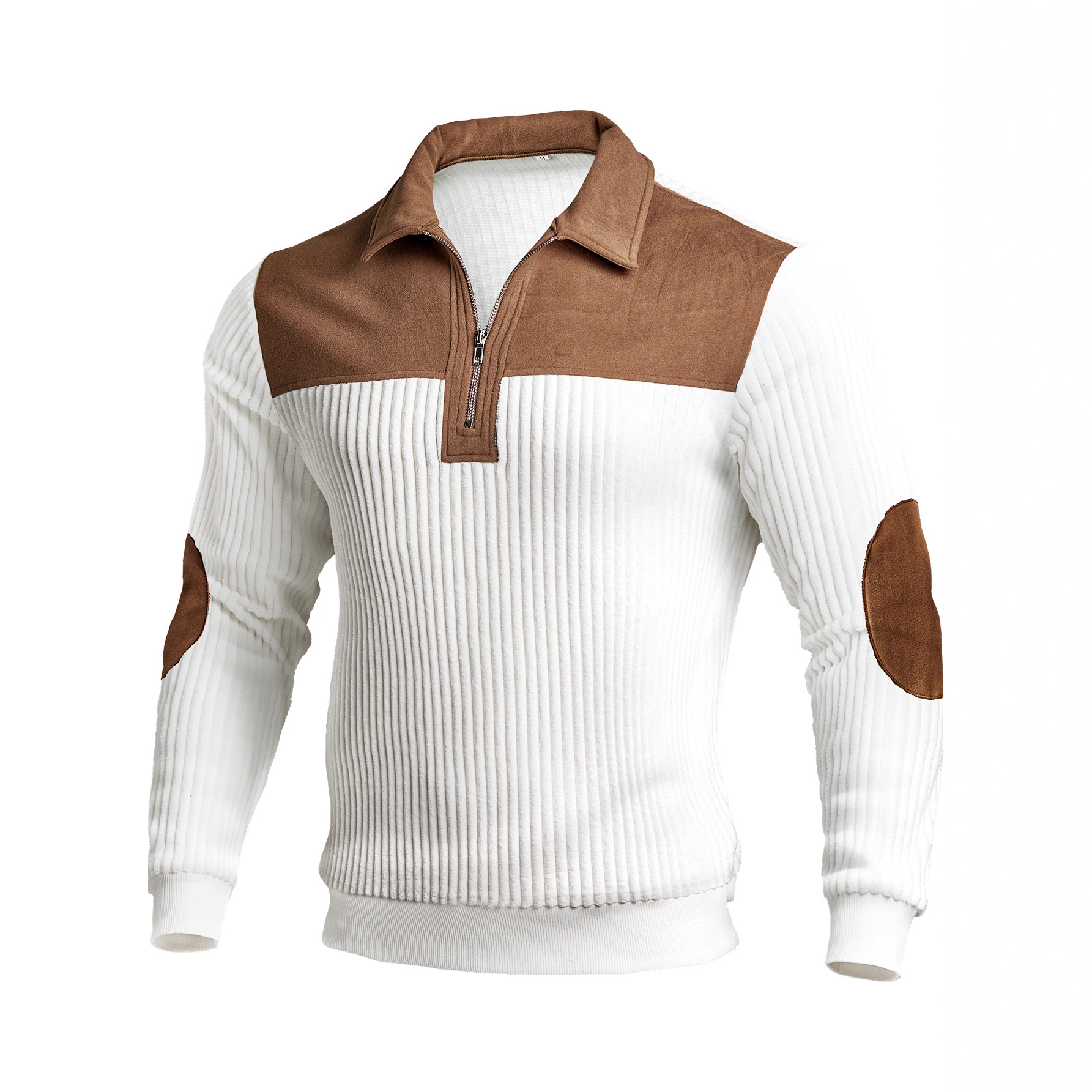 Outdoor Men's Casual Striped Color Block Stand Collar Sweatshirt With Retro Quarter Zipper Collar Top
