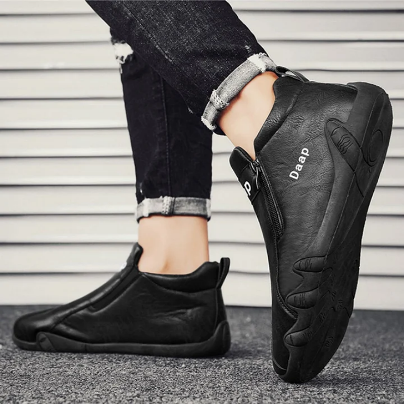 (⏰Limited Time Sale 70% OFF) Men's Handmade Orthopedic Wide Toe Arch Support Slip-On Hiking Shoes Lightweight Waterproof Non-Slip Slip-On Genuine Leather Shoes