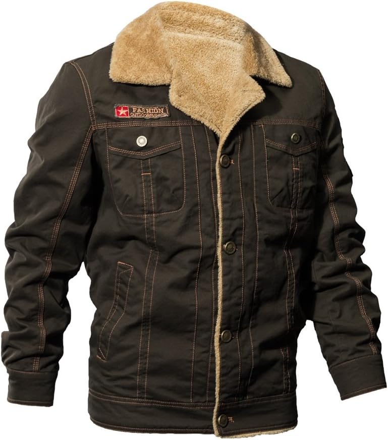 Minishion Men's Collar Neck Fur Cotton Army Winter Jacket Fashion Outdoor Coat